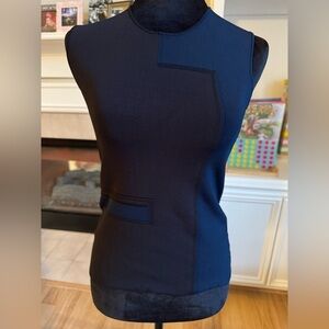 ALEXANDER WANG Sleeveless Colorblock Navy Blue Black Top Size Small GUC